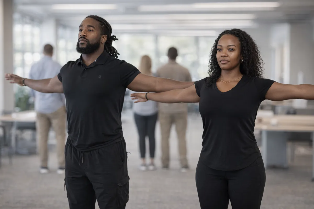 Jordan and Jemeka Pitts leading an on-site group mobility session