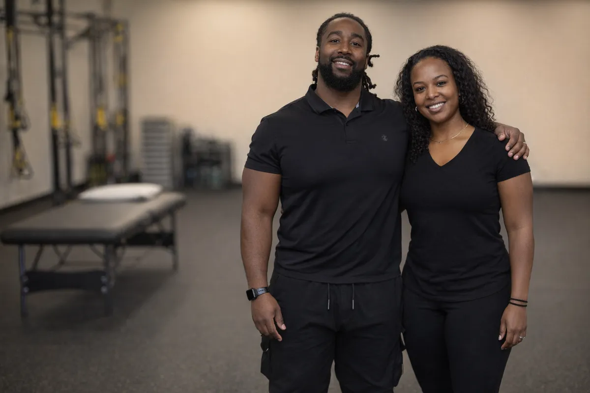 Jordan and Jemeka Pitts together on the All Fit Fitness training floor